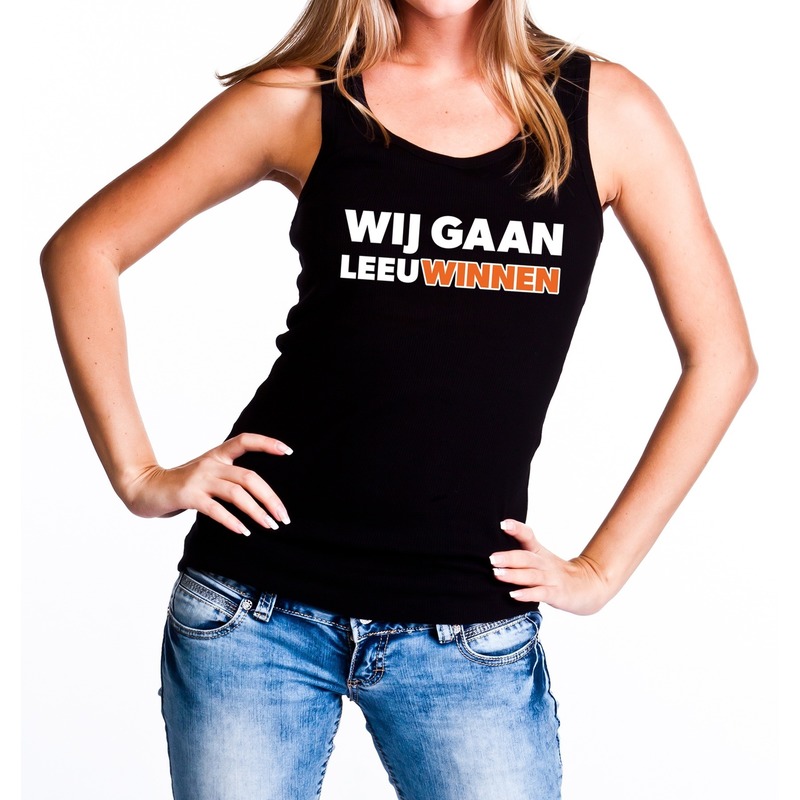 Nederland supporter tanktop-hemd Wij gaan LeeuWinnen zwart voor dames