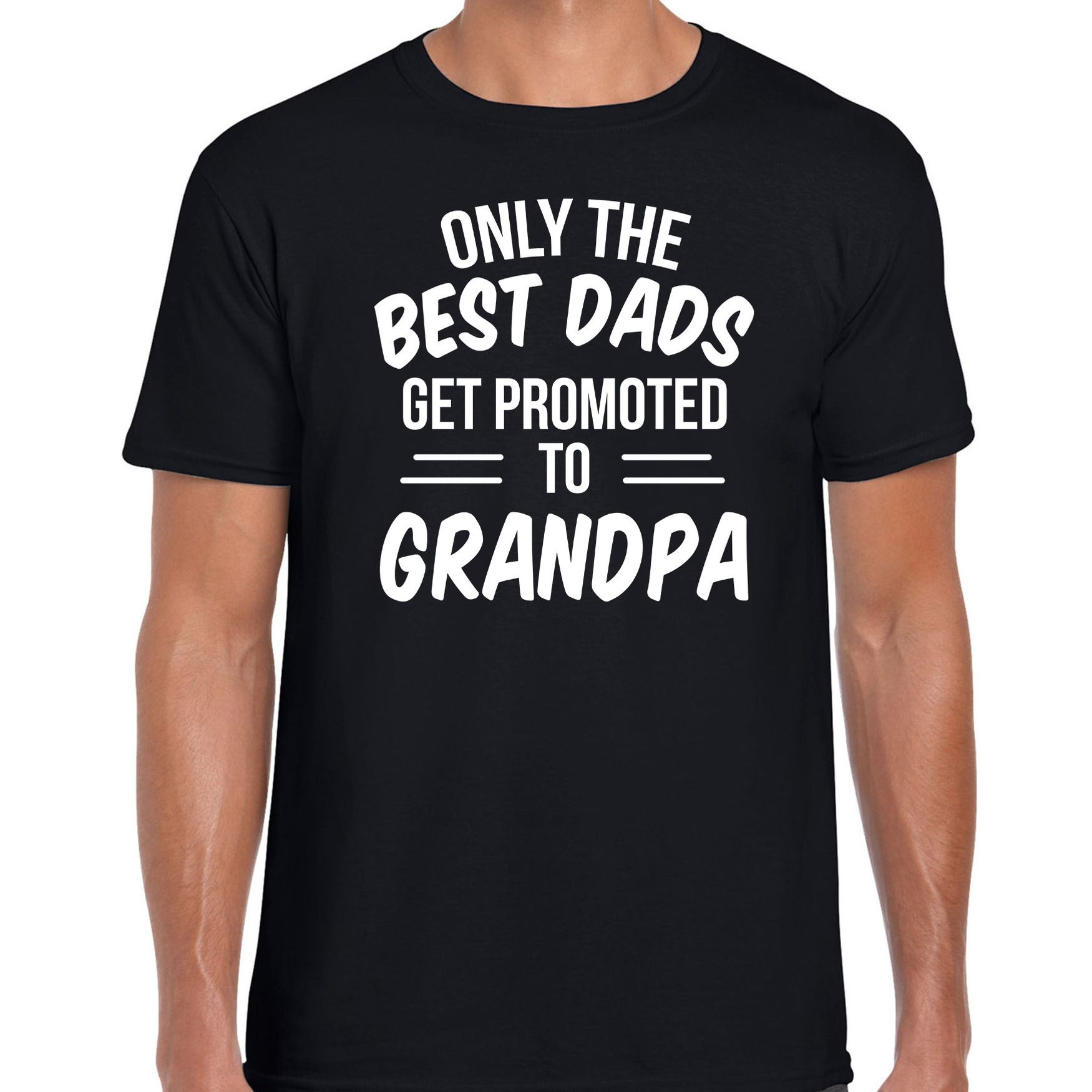Only the best dads get promoted to grandpa t-shirt zwart voor heren Aankondiging zwangerschap opa
