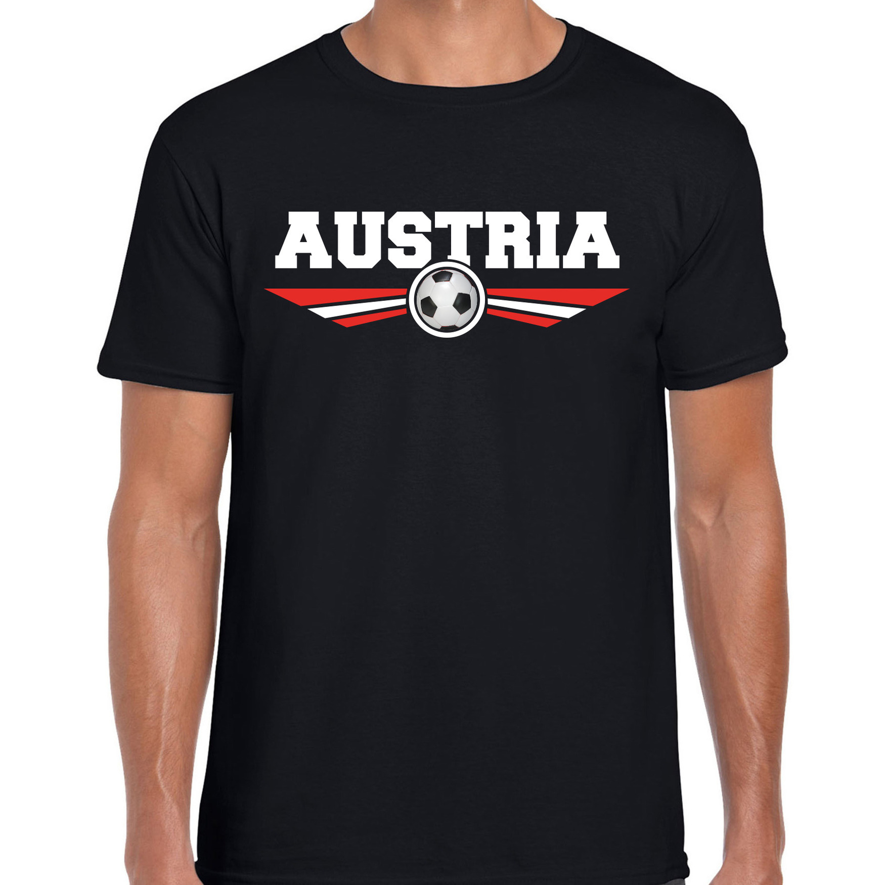 Oostenrijk-Austria landen-voetbal t-shirt zwart heren