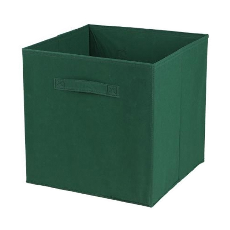 Opbergmand-kastmand Square Box karton-kunststof 29 liter donker groen 31 x 31 x 31 cm