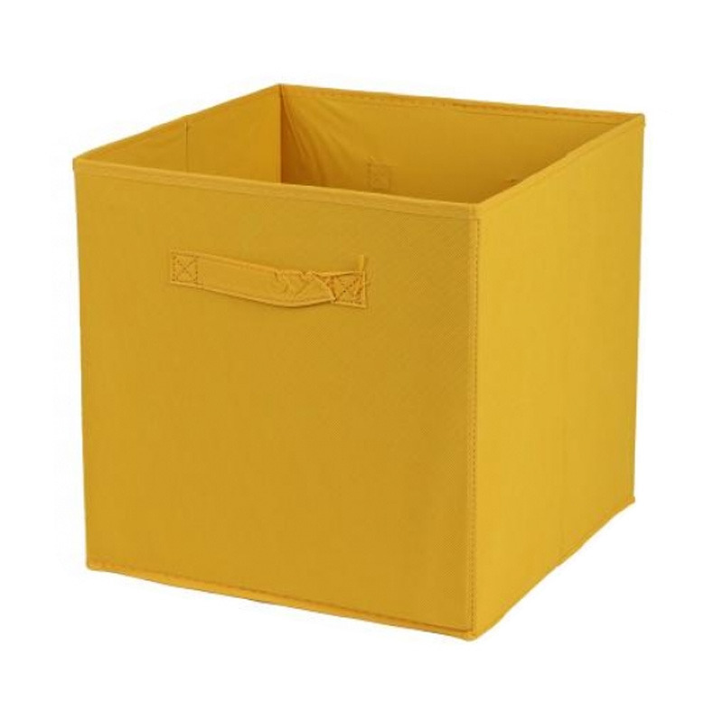 Opbergmand-kastmand Square Box karton-kunststof 29 liter oker geel 31 x 31 x 31 cm