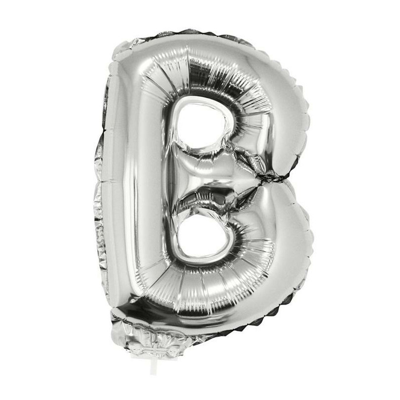 Opblaasbare letter ballon B zilver