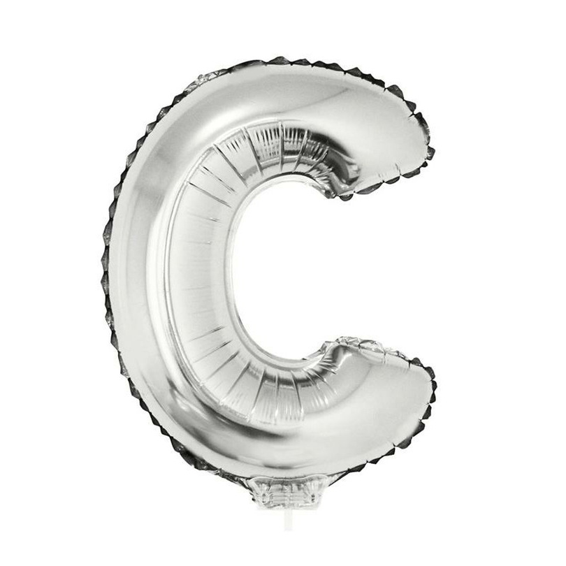 Opblaasbare letter ballon C zilver