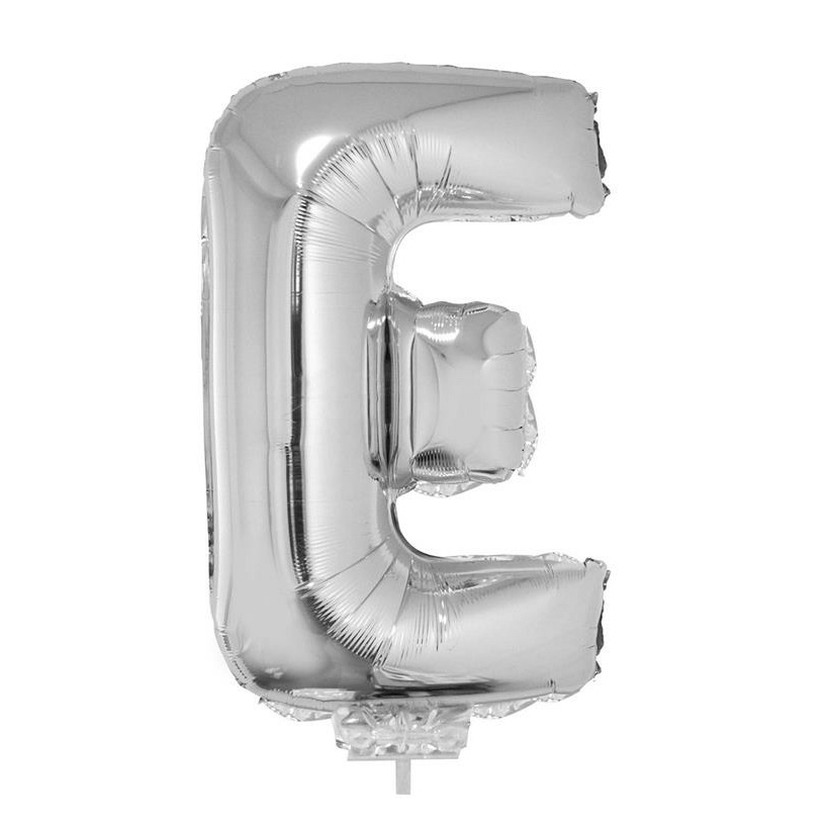 Opblaasbare letter ballon E zilver
