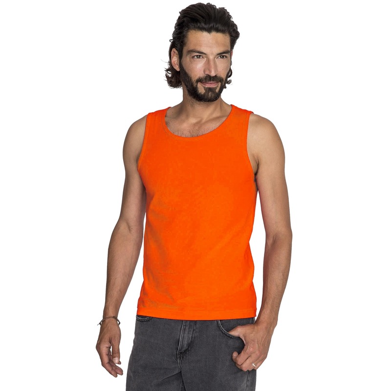 Oranje basic tops-hemden voor heren