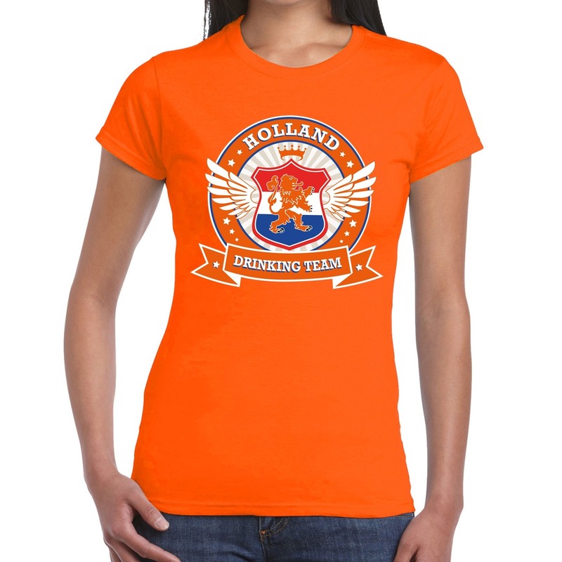 Oranje Holland drinking team t-shirt dames