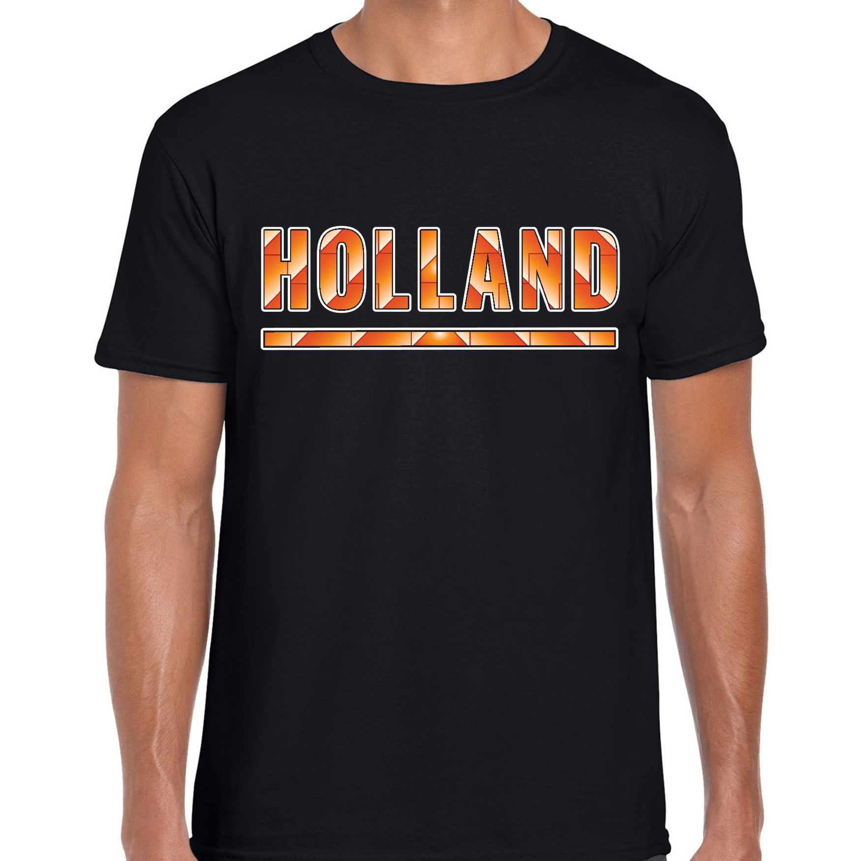 Oranje-Holland supporter t-shirt zwart voor heren