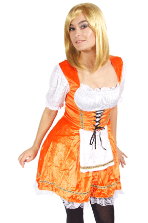 Oranje Tiroler jurkje voor dames
