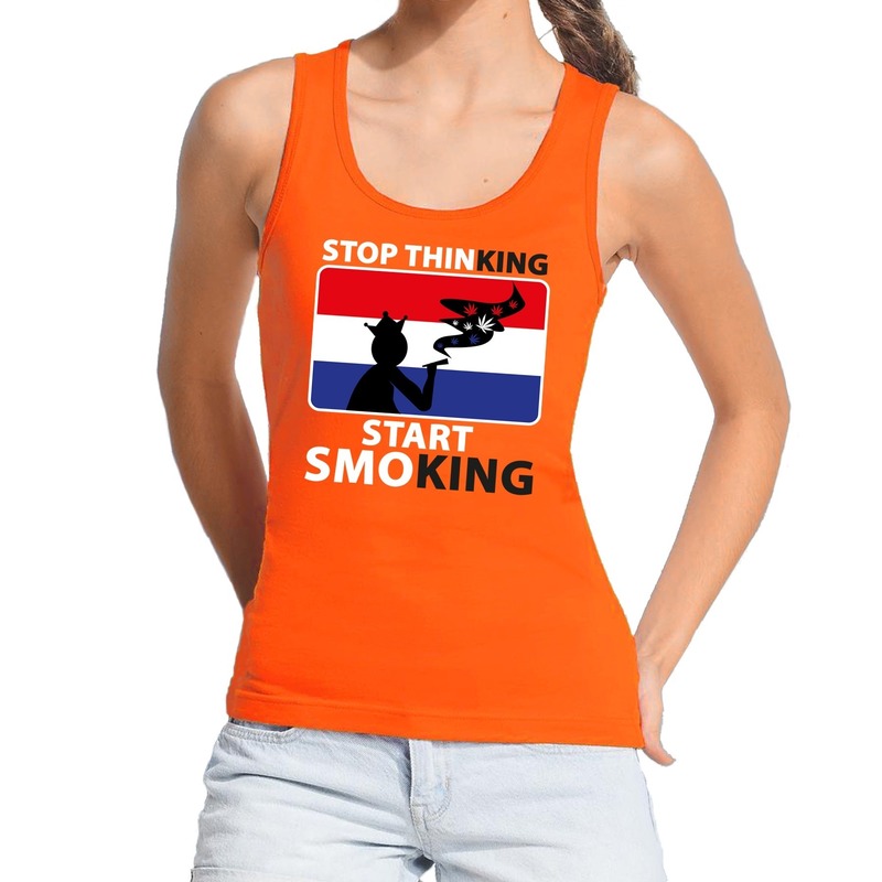 Oranje Stop thinking start smoking tanktop-mouwloos shirt dame