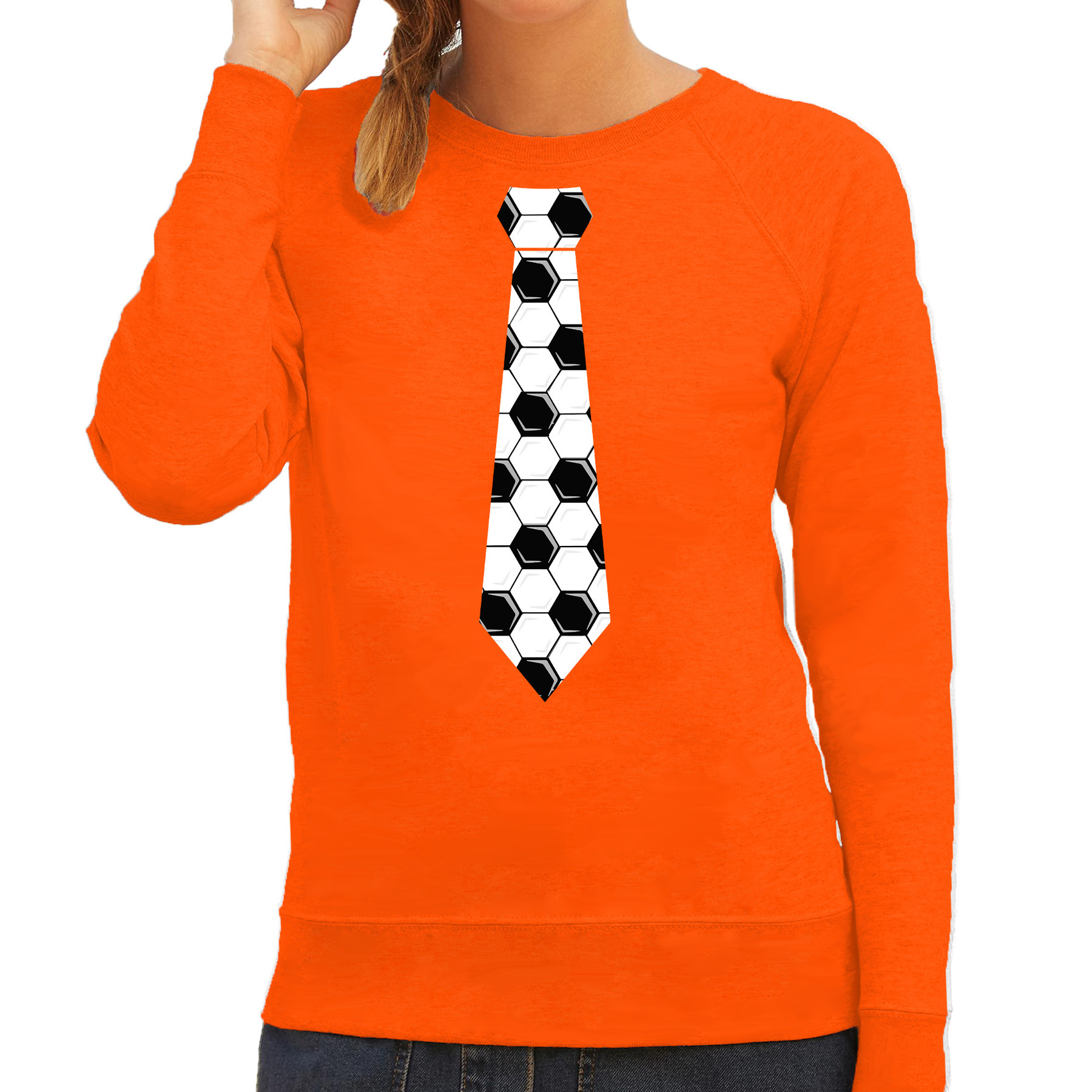 Oranje sweater-trui Holland-Nederland supporter voetbal stropdas EK- WK voor dames