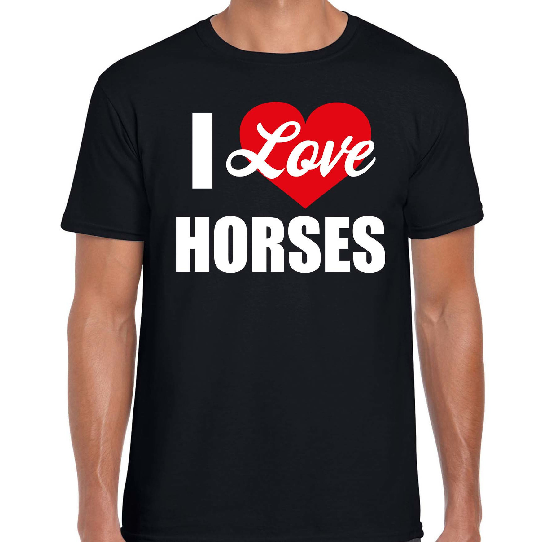 Paarden t-shirt I love my horses-Ik hou van mijn paarden zwart voor heren