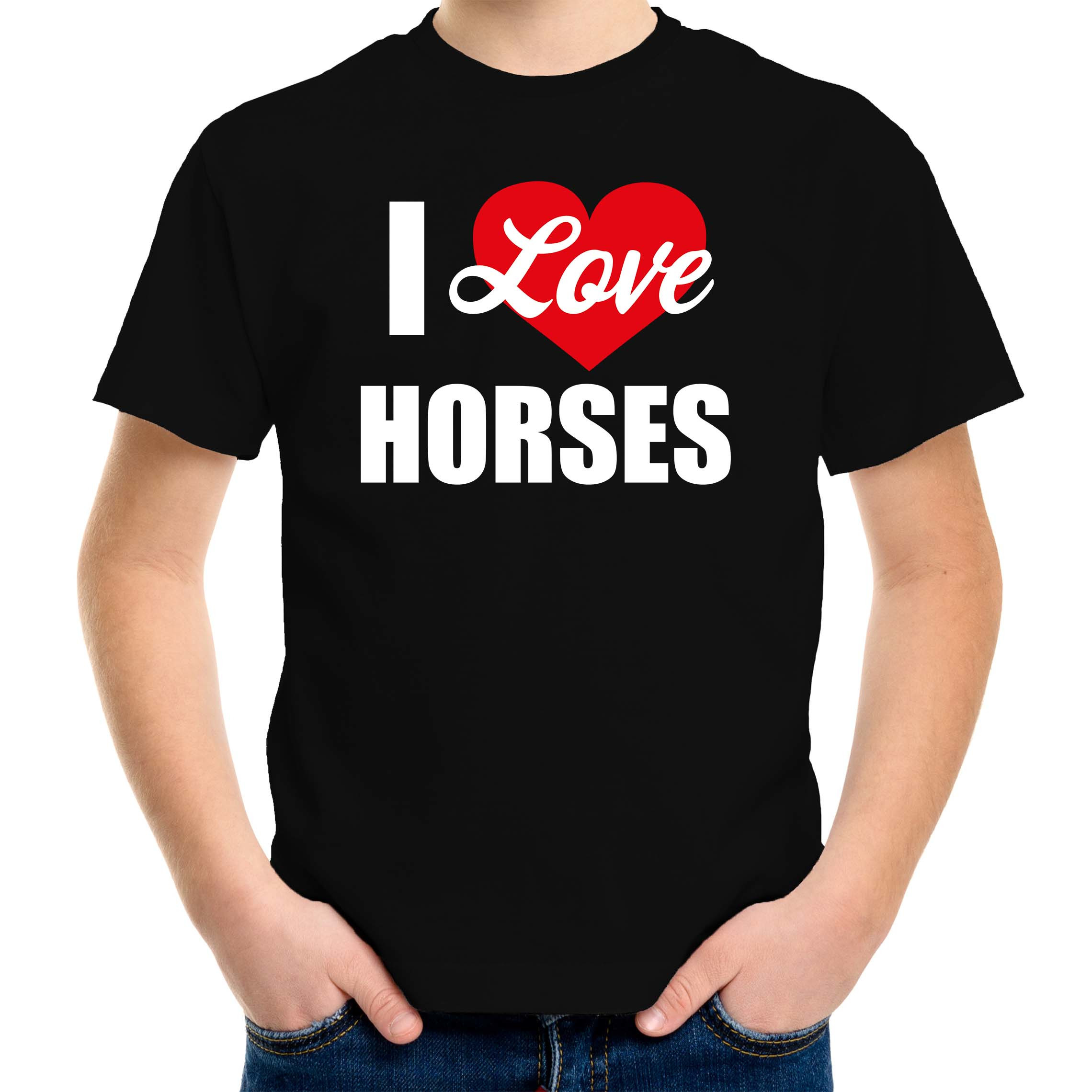 Paarden t-shirt I love my horses-Ik hou van mijn paarden zwart voor kinderen