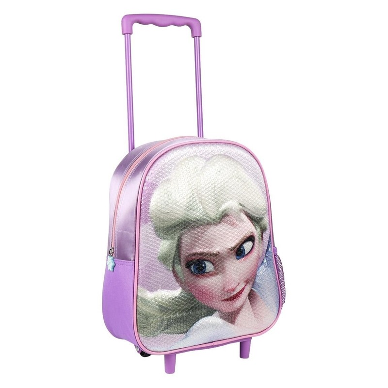Paarse 3D Elsa Frozen koffer voor meisjes 31 x 25 cm