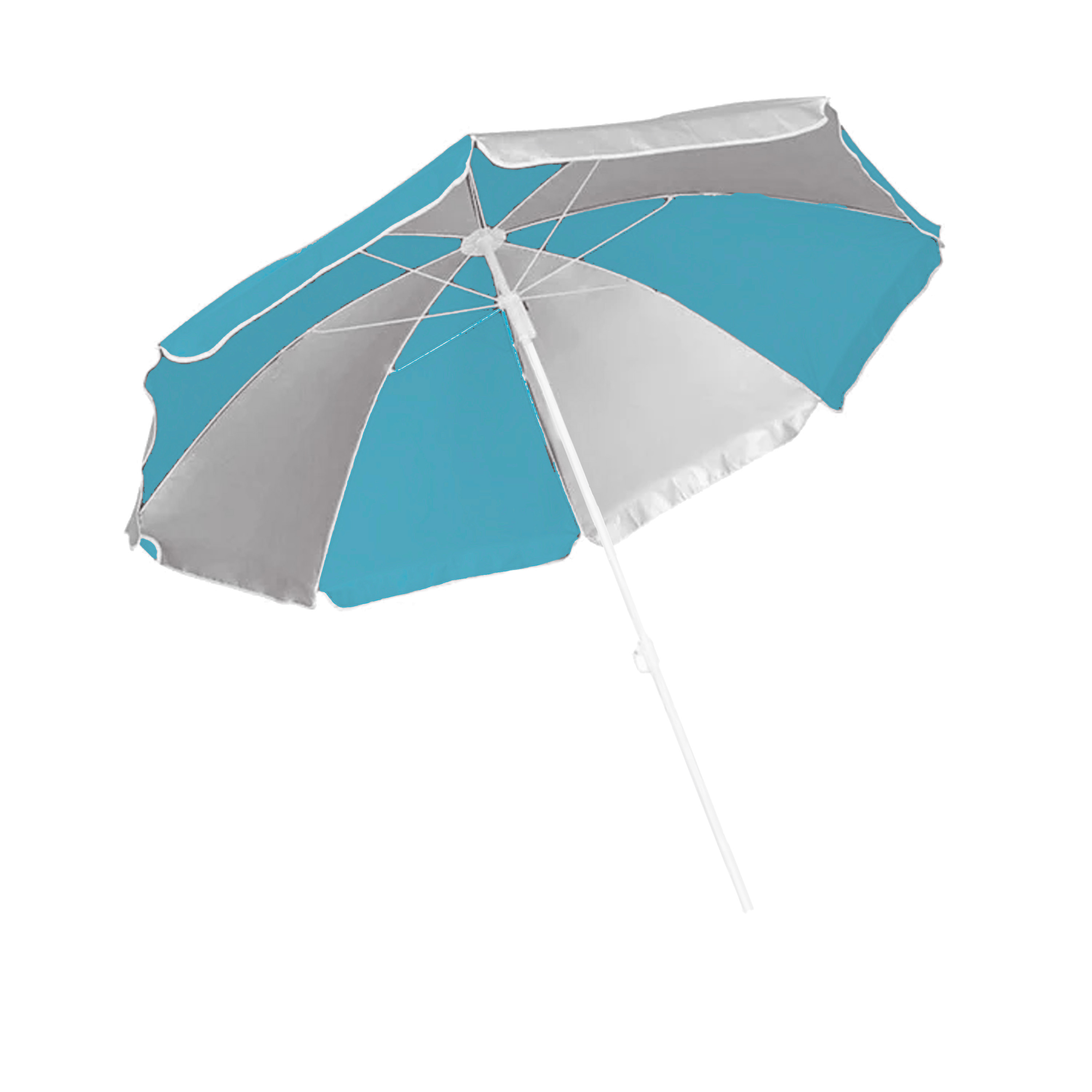 Parasol blauw-wit gestreept D120 cm UV-bescherming incl. draagtas