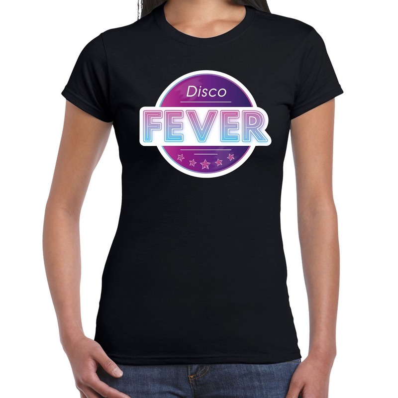 Party 70s-80s-90s feest shirt met disco thema voor dames