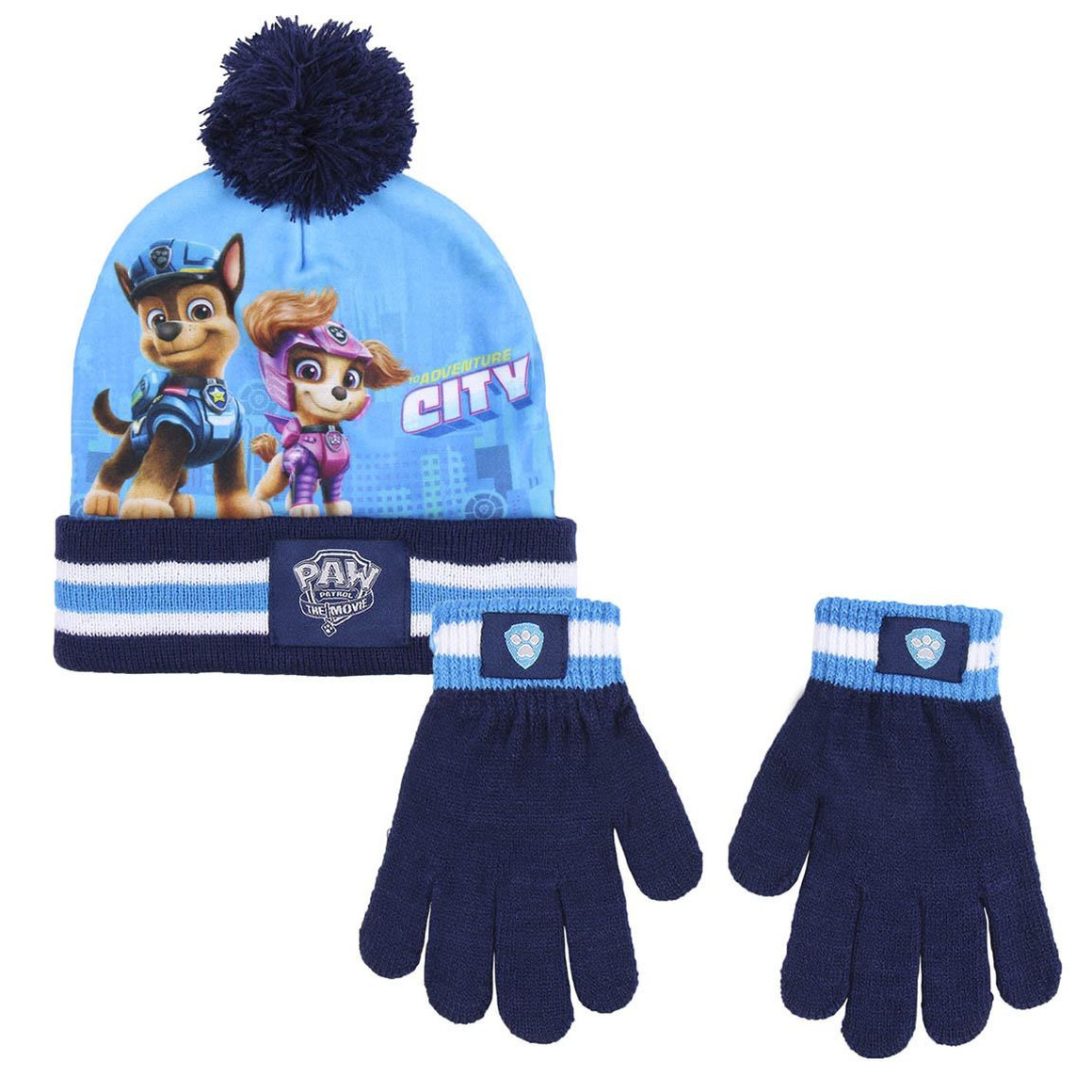 De volgende verkenner Circulaire Paw Patrol winter set blauw voor kinderen met muts en handschoenen -  Partyshopper Kleding accessoires winkel