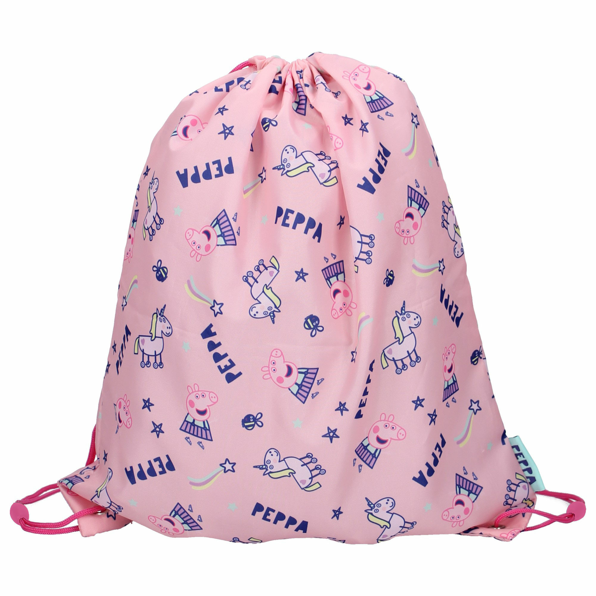Peppa Pig gymtas-rugzak-rugtas voor kinderen roze-blauw- polyester 44 x 37 cm