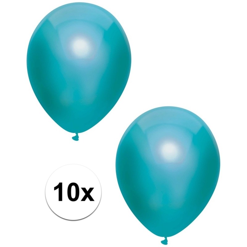 Petrol blauwe metallic ballonnen 30 cm 10 stuks