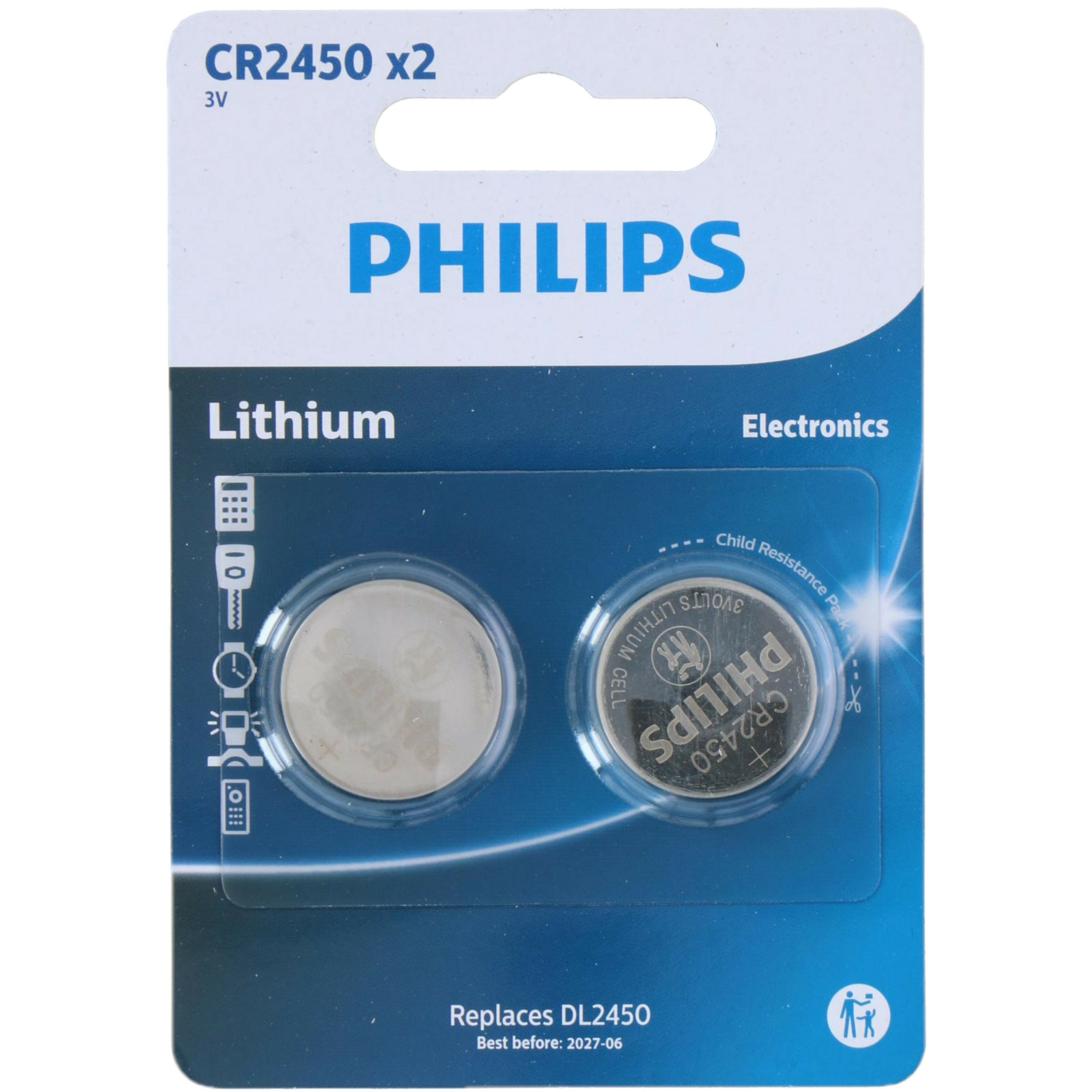 Philips knoopcel batterijen CR2450 2x stuks