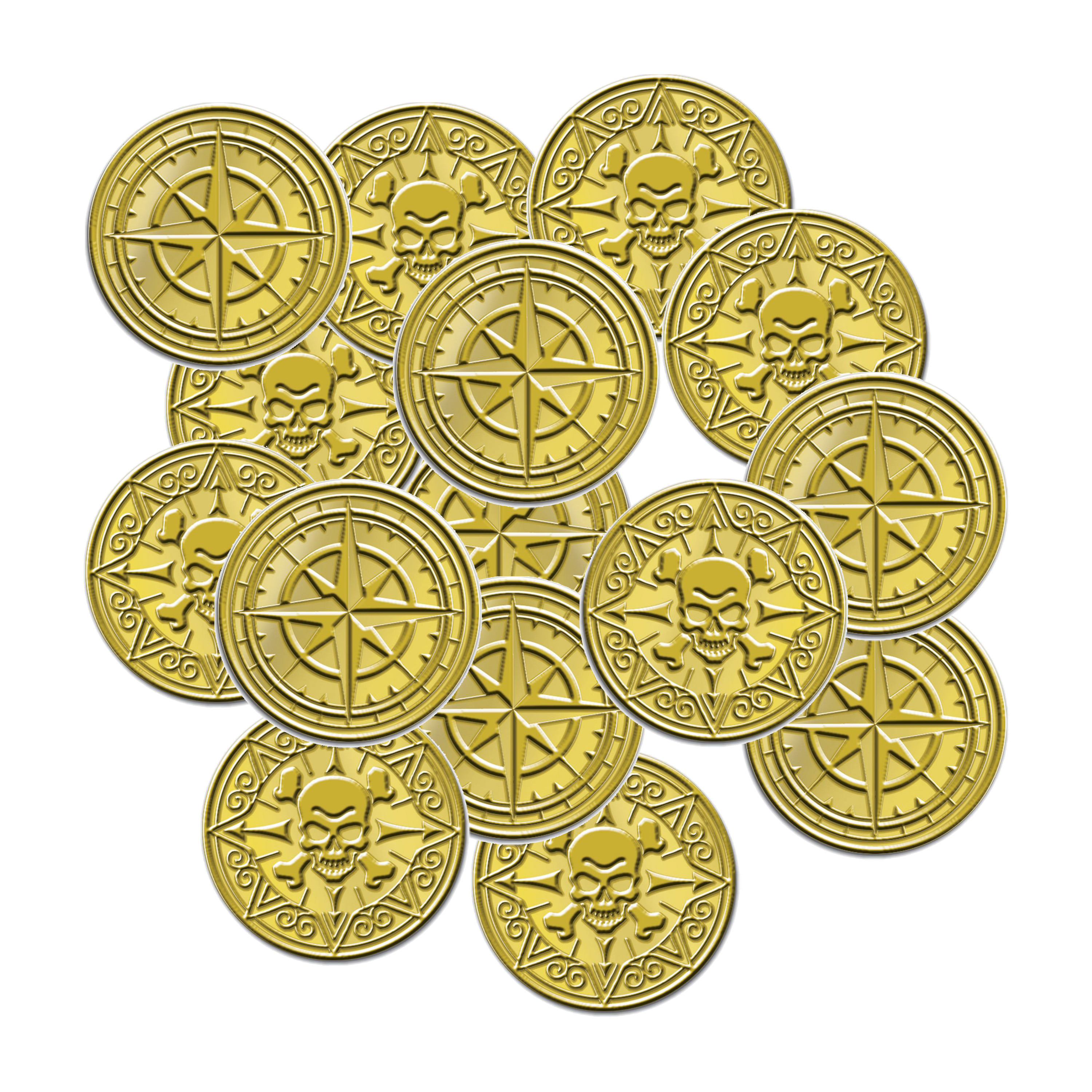 Piraten munten-geld kunststof 100x gouden munten Verkleed speelgoed