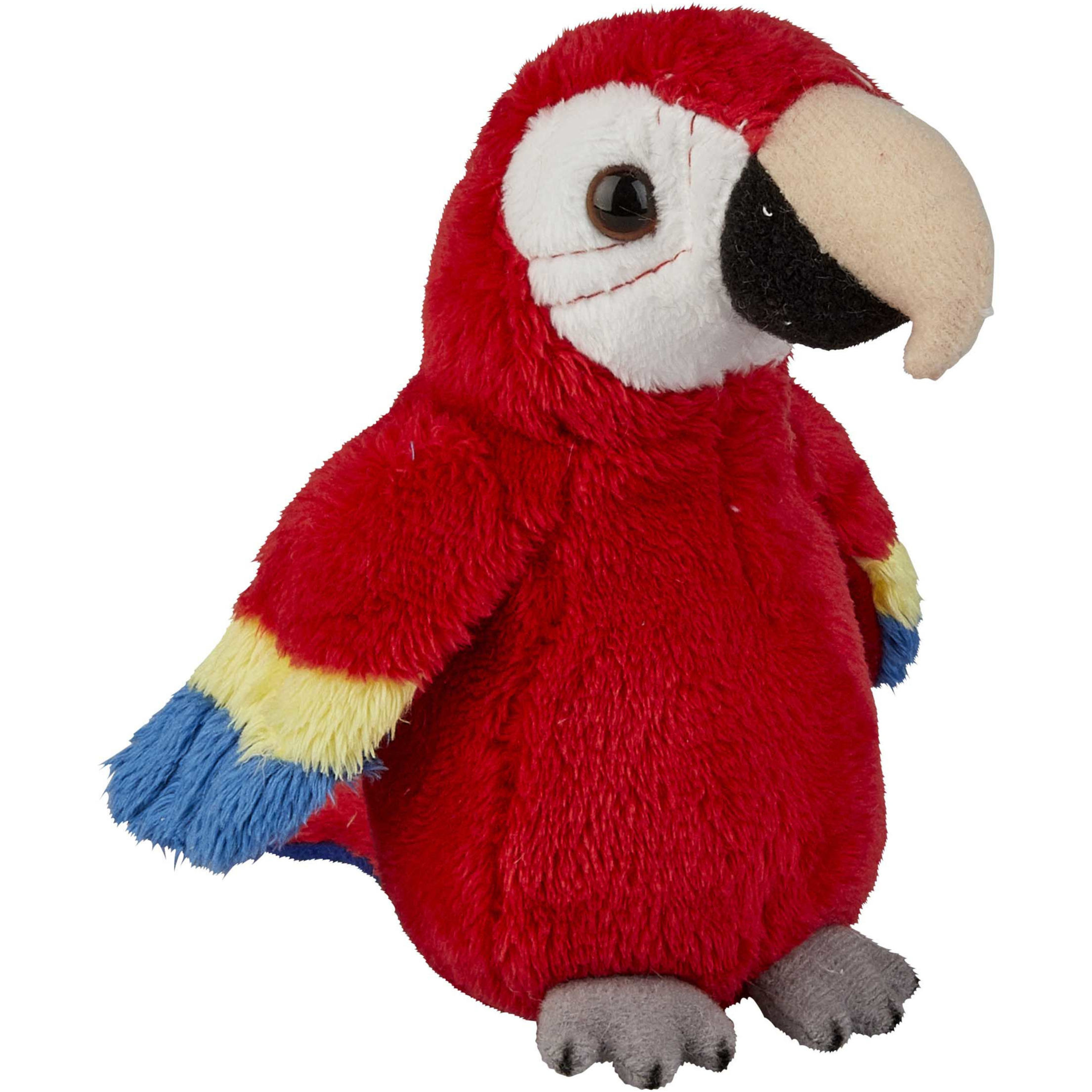 Pluche knuffel dieren rode macaw papegaai vogel van 15 cm