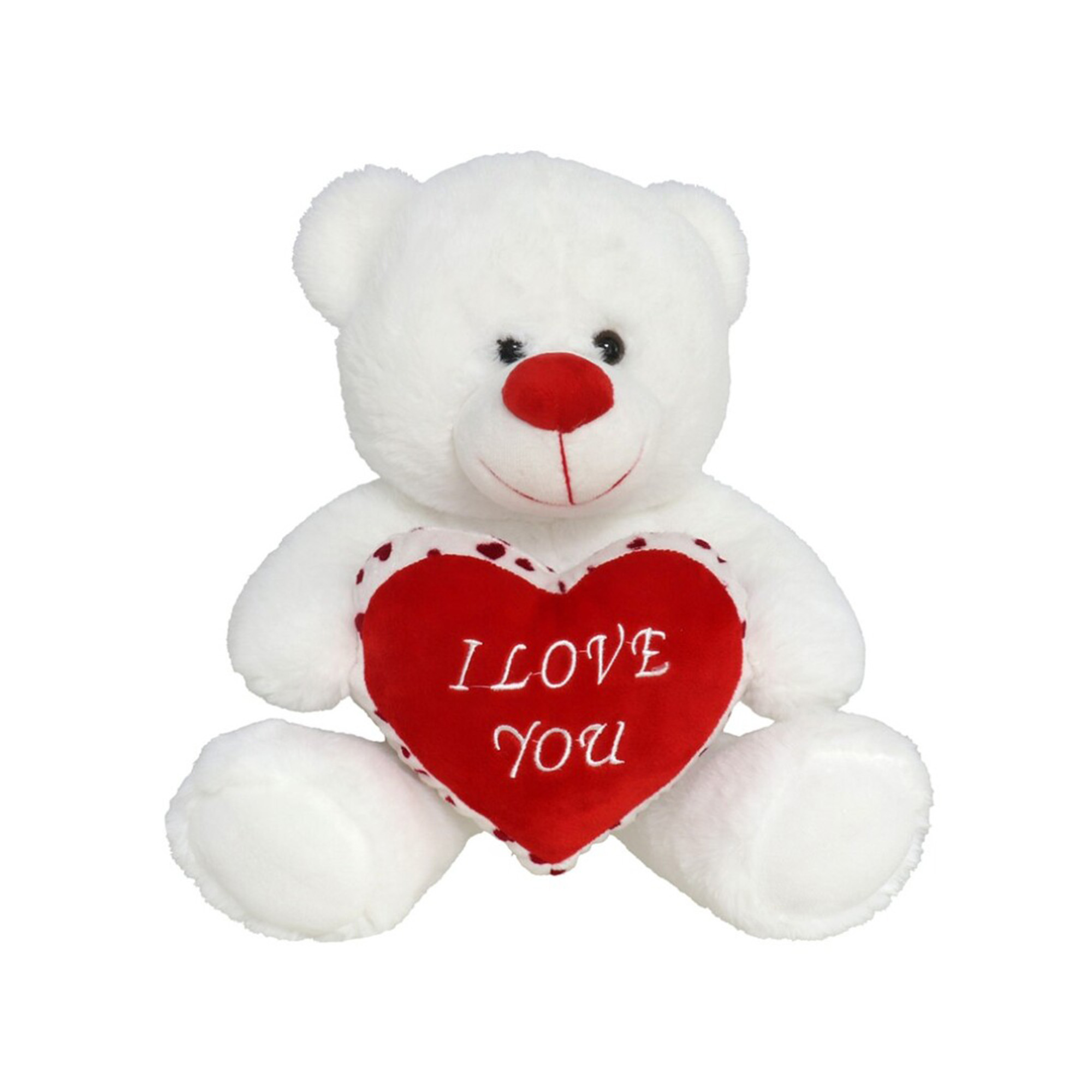 Pluche knuffelbeer met wit-rood Love hartje 20 cm