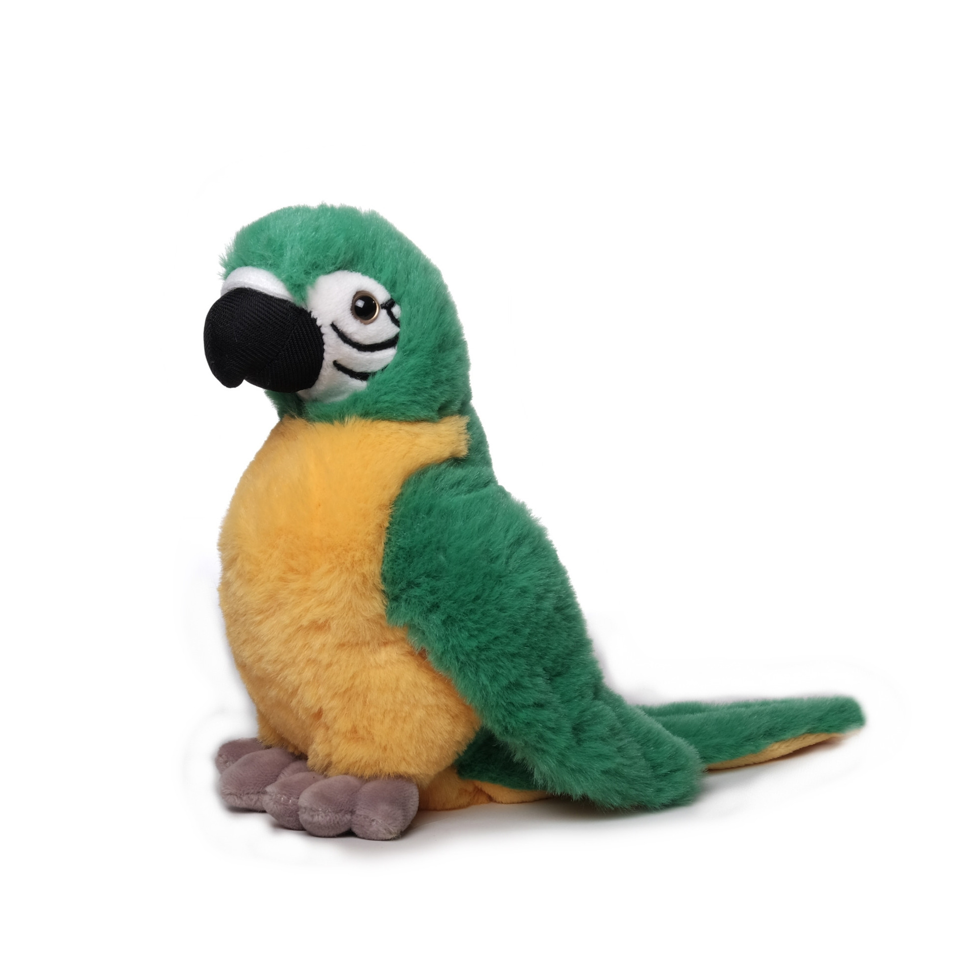 Pluche papegaai vogel knuffel geel-groen polyester 20 cm