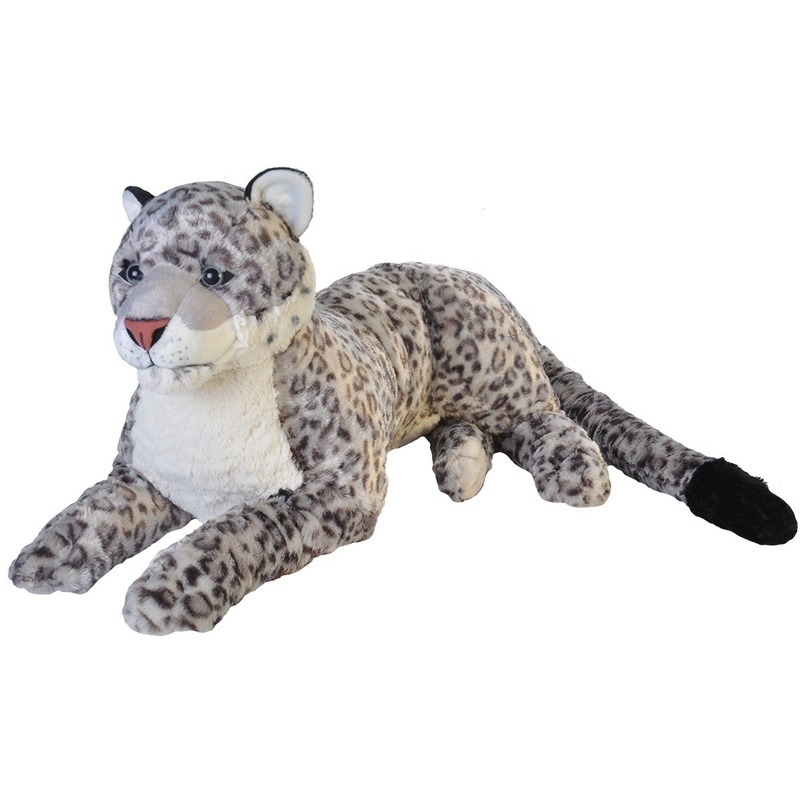 Pluche sneeuw luipaard knuffels 76 cm