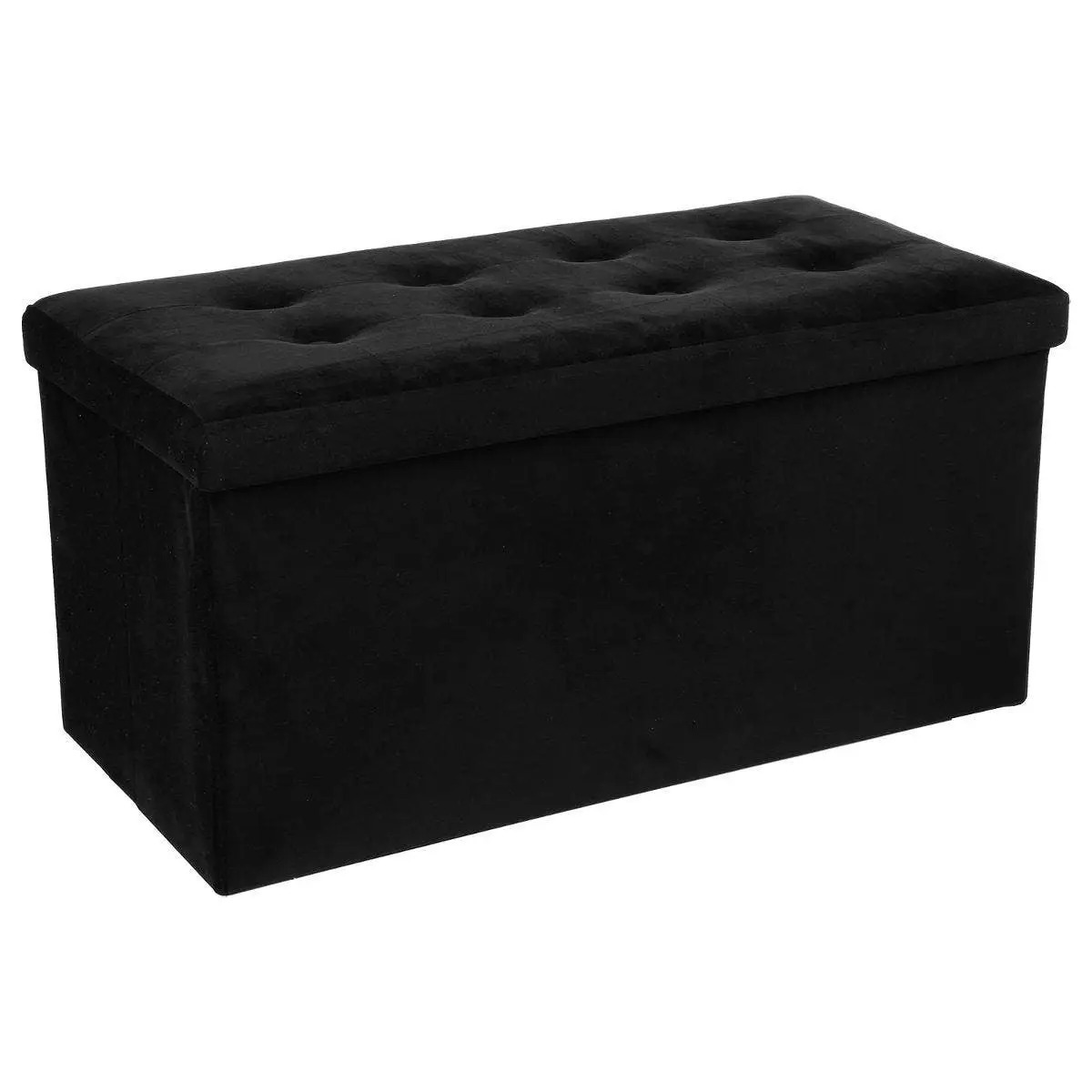 Poef-hocker opbergbox zwart kunststof-mdf 76 x 38 x 38 cm opvouwbaar