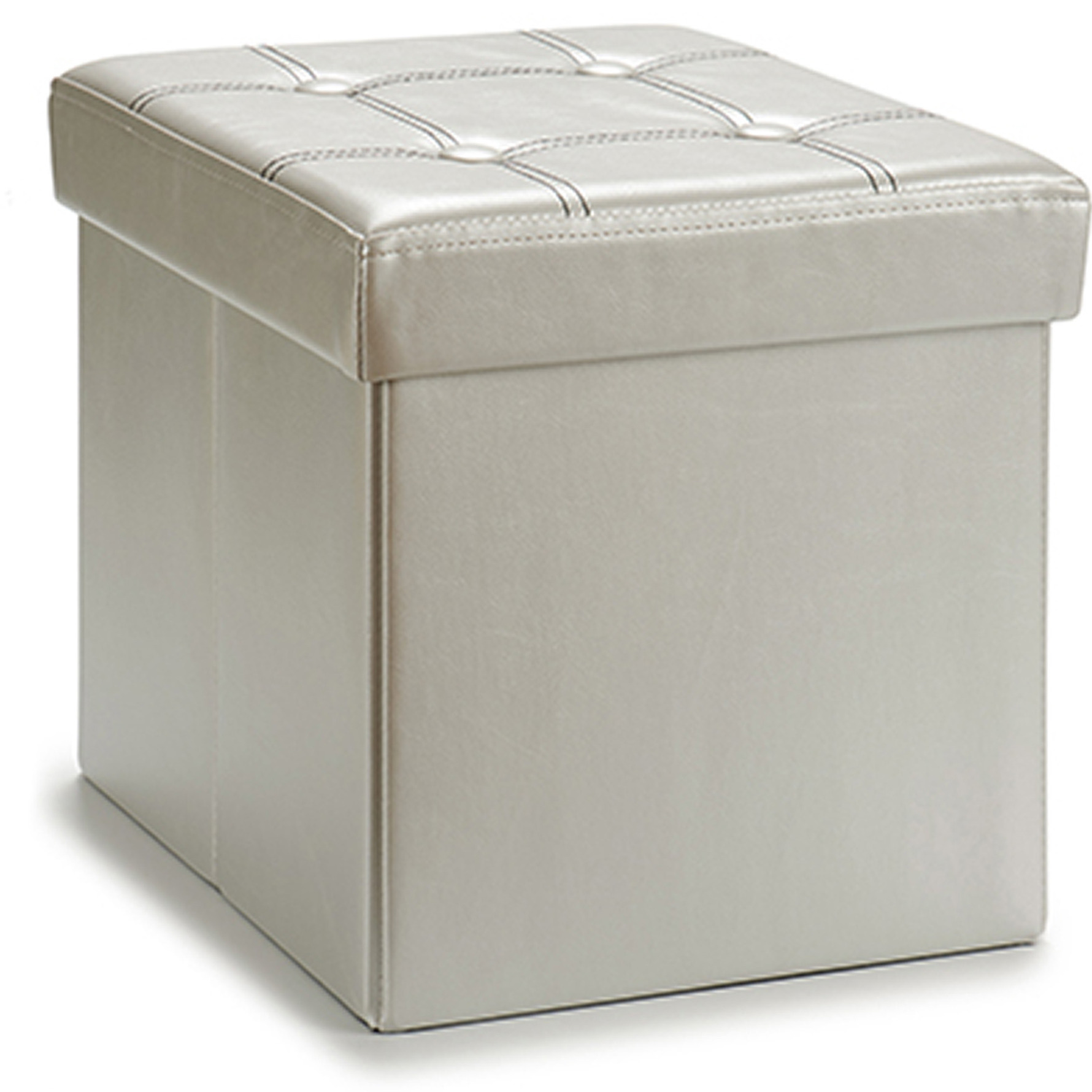Poef Square BOX hocker opbergbox zilvergrijs polyester-mdf 31 x 31 cm opvouwbaar