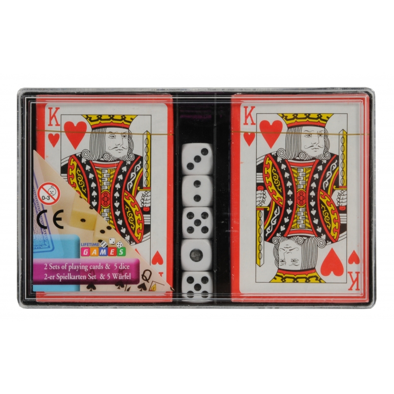 Poker speelkaarten met dobbelstenen set