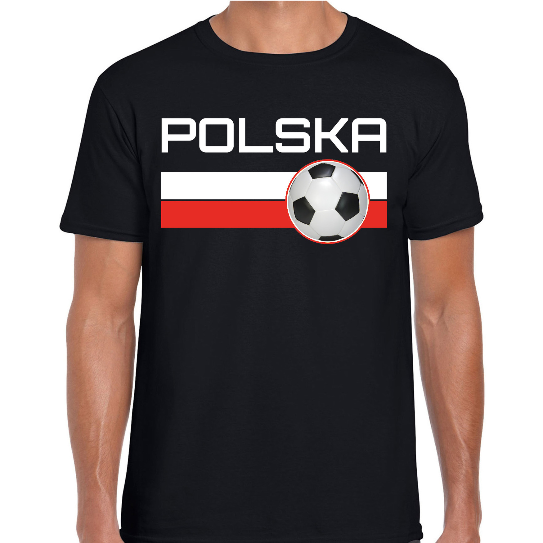 Polska-Polen voetbal-landen t-shirt zwart heren