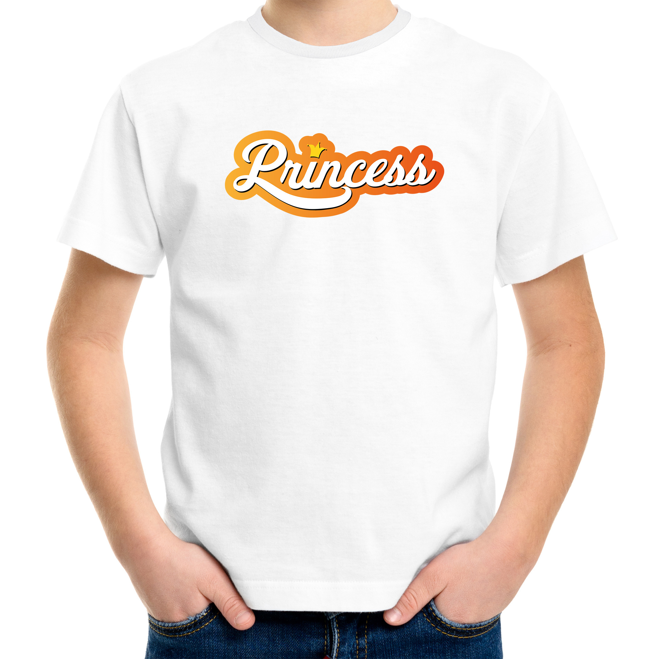 Princess Koningsdag t-shirt wit voor kinderen