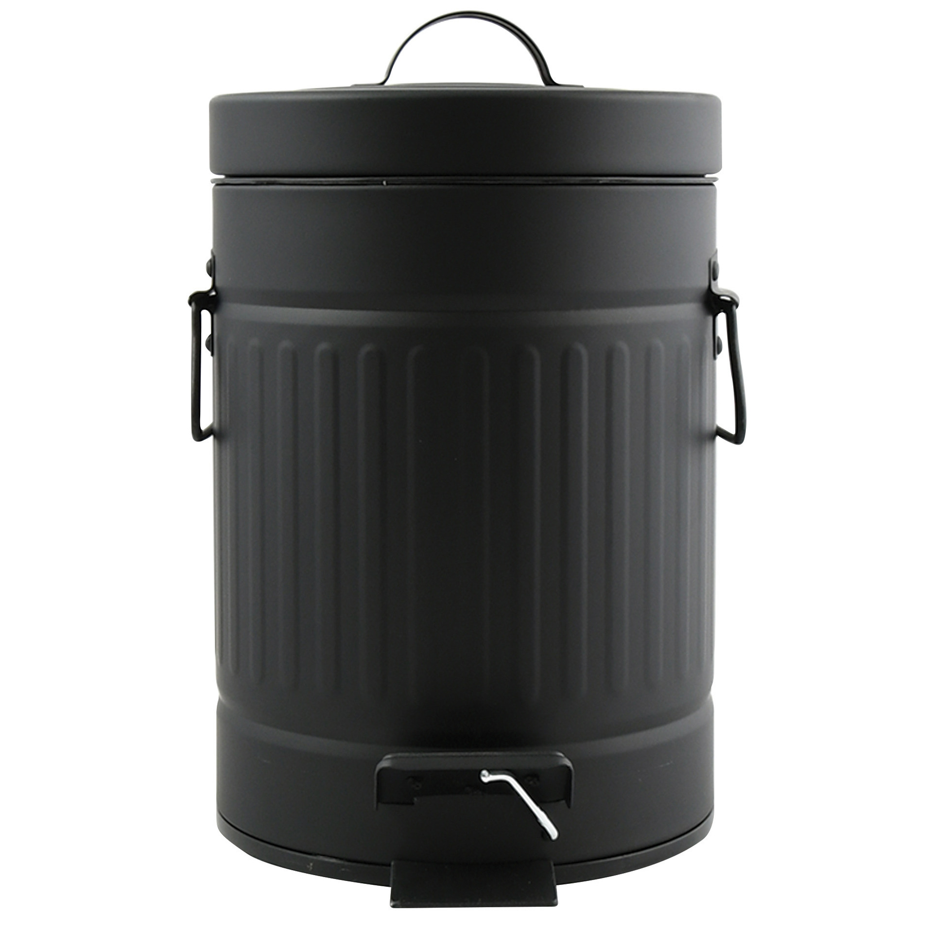 Prullenbak-pedaalemmer Industrial metaal zwart 3 liter 17 x 26 cm Badkamer-toilet