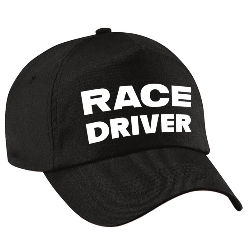 Race driver-auto coureur verkleed pet zwart voor kinderen