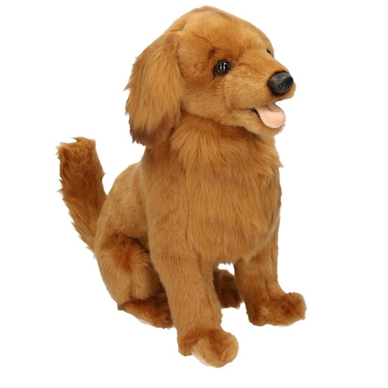 Realistische Golden Retrievers honden knuffeldier 42 cm