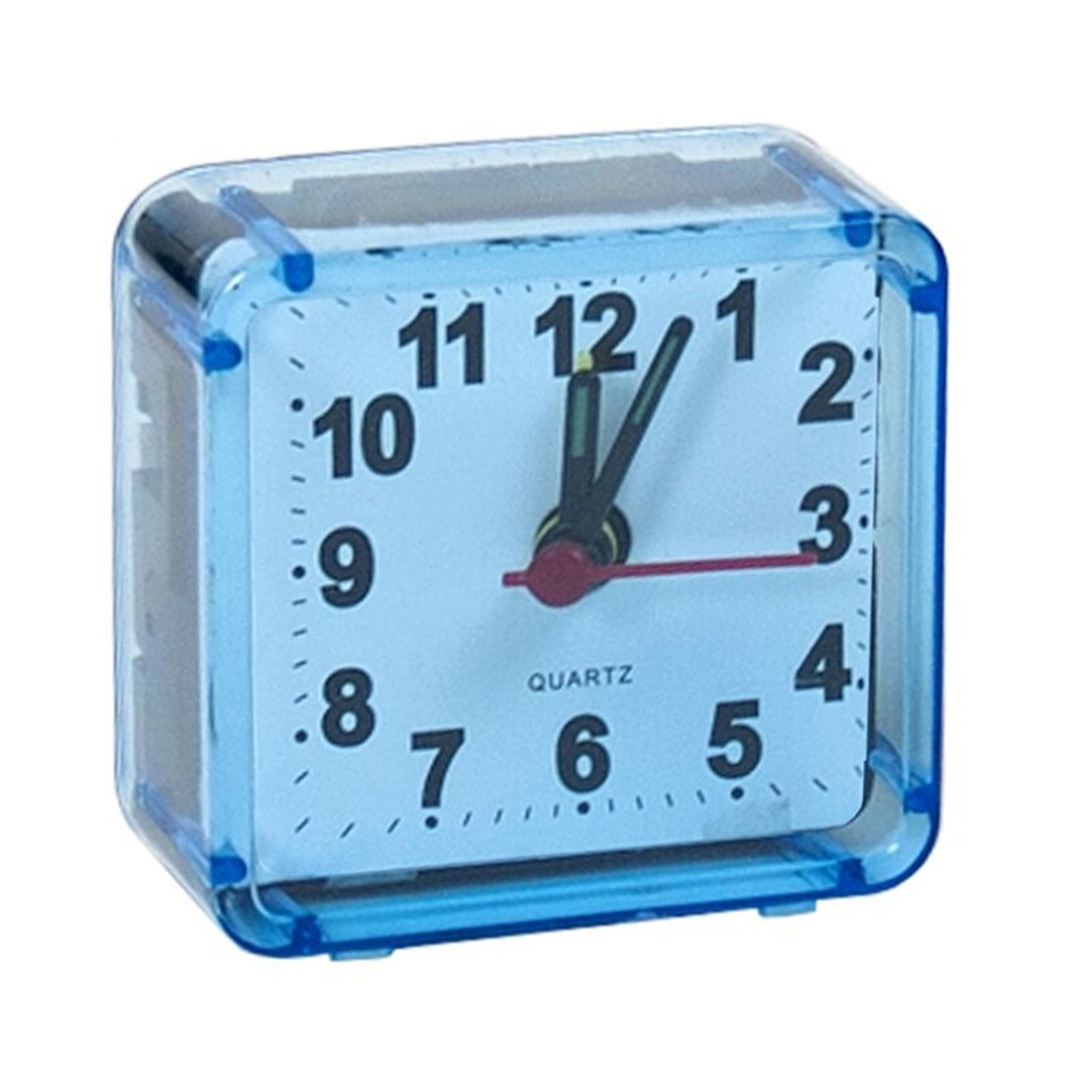 Reiswekker-alarmklok analoog licht blauw kunststof 6 x 3 cm klein model