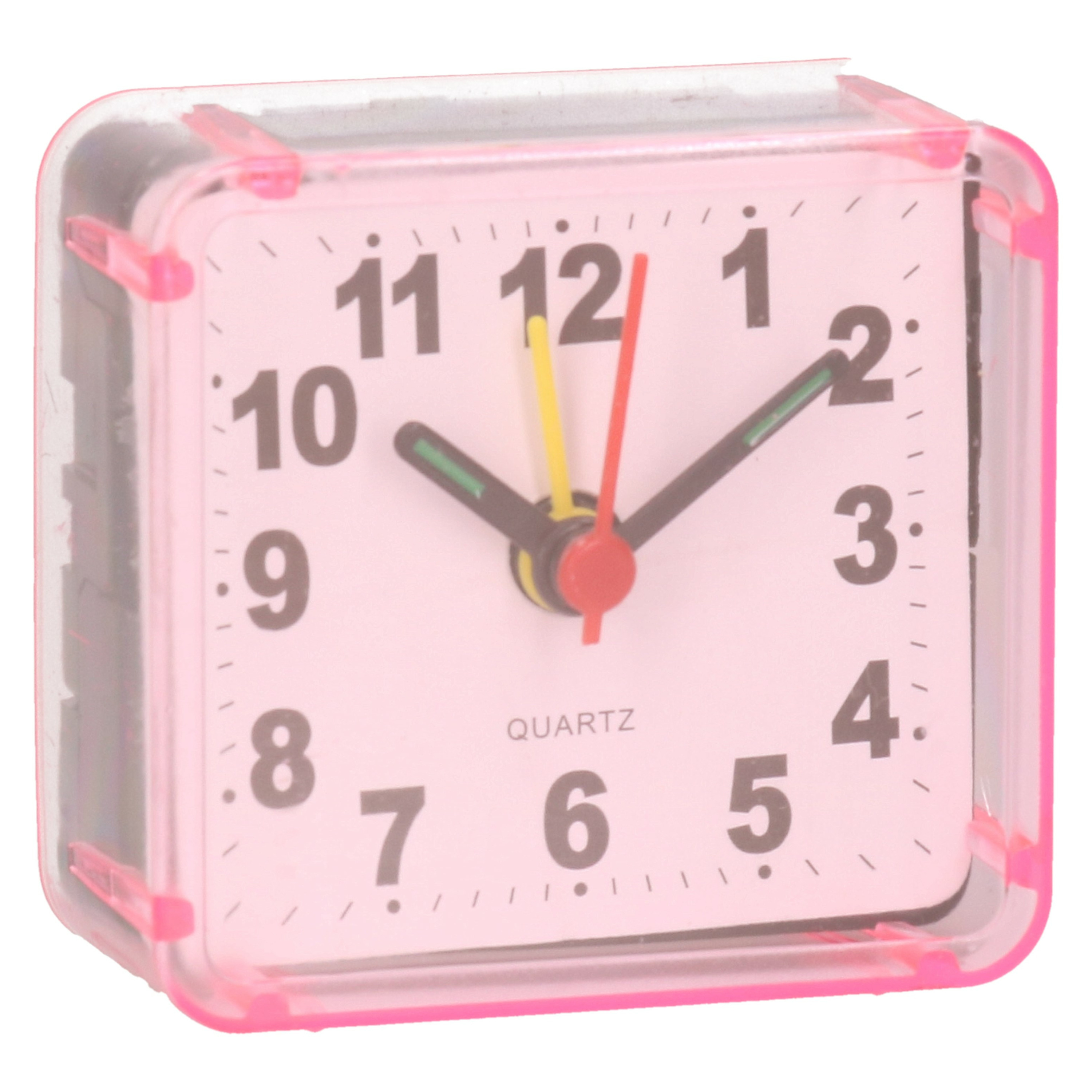 Reiswekker-alarmklok analoog roze kunststof 6 x 3 cm klein model