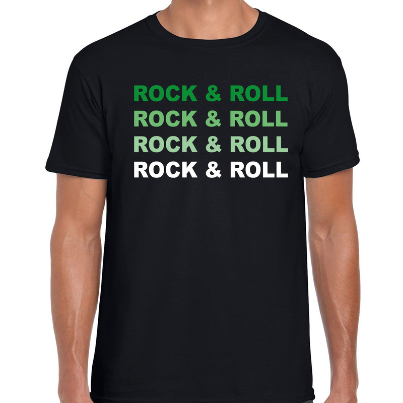 Rock and roll feest t-shirt zwart voor heren