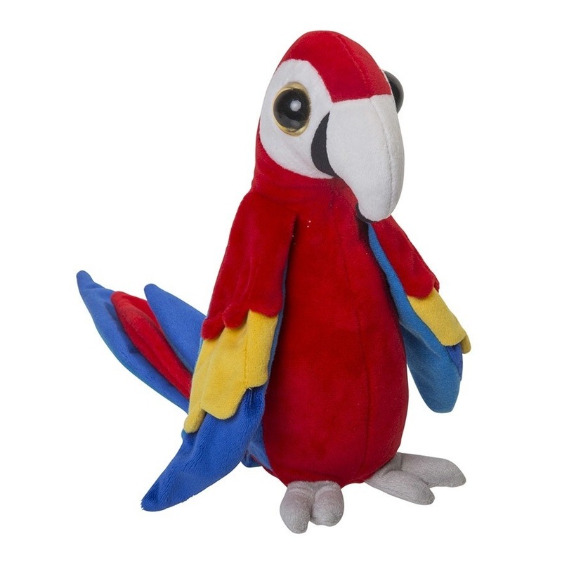 Rode papegaaien knuffel 25 cm