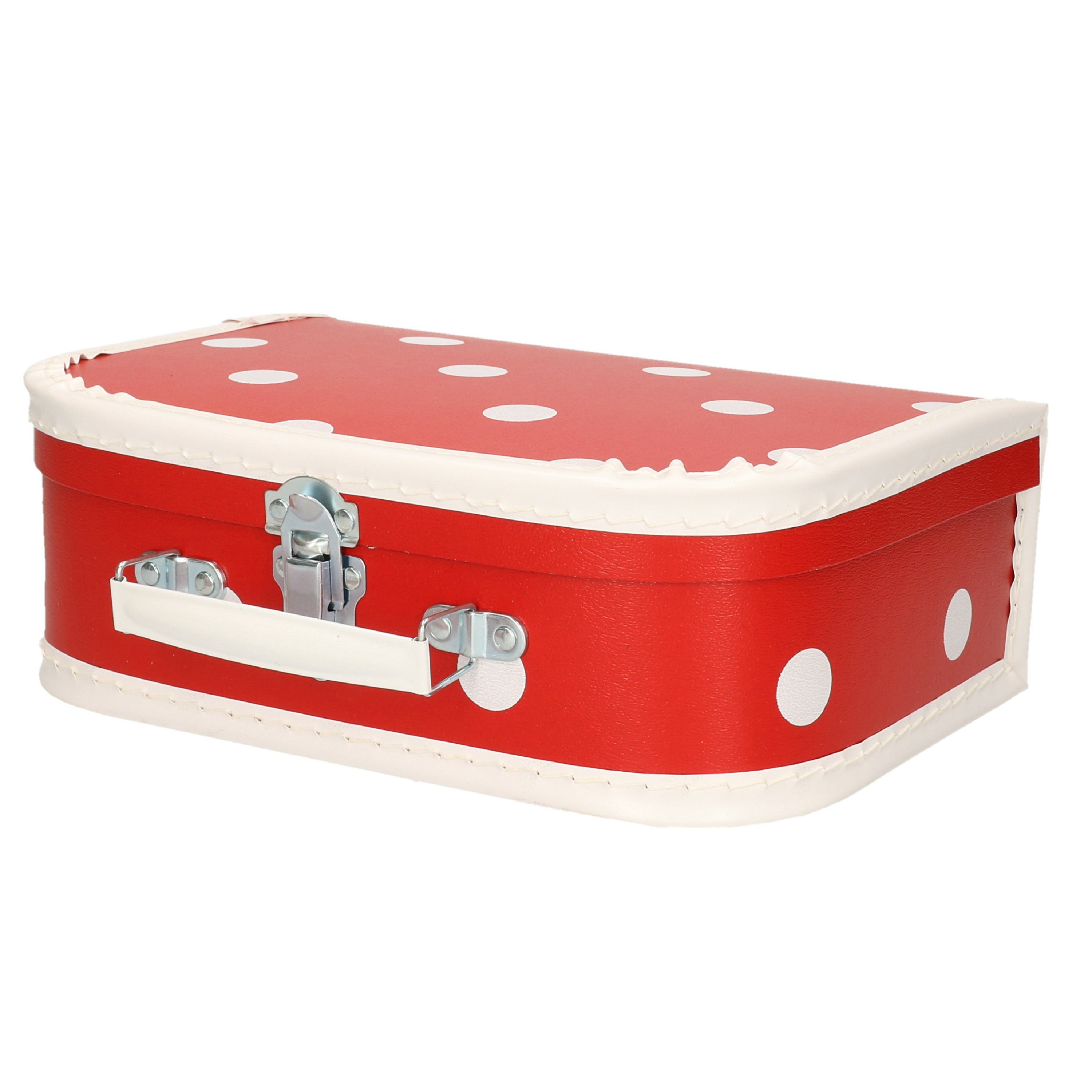 Rode speelgoedkoffer met witte stip 30 cm
