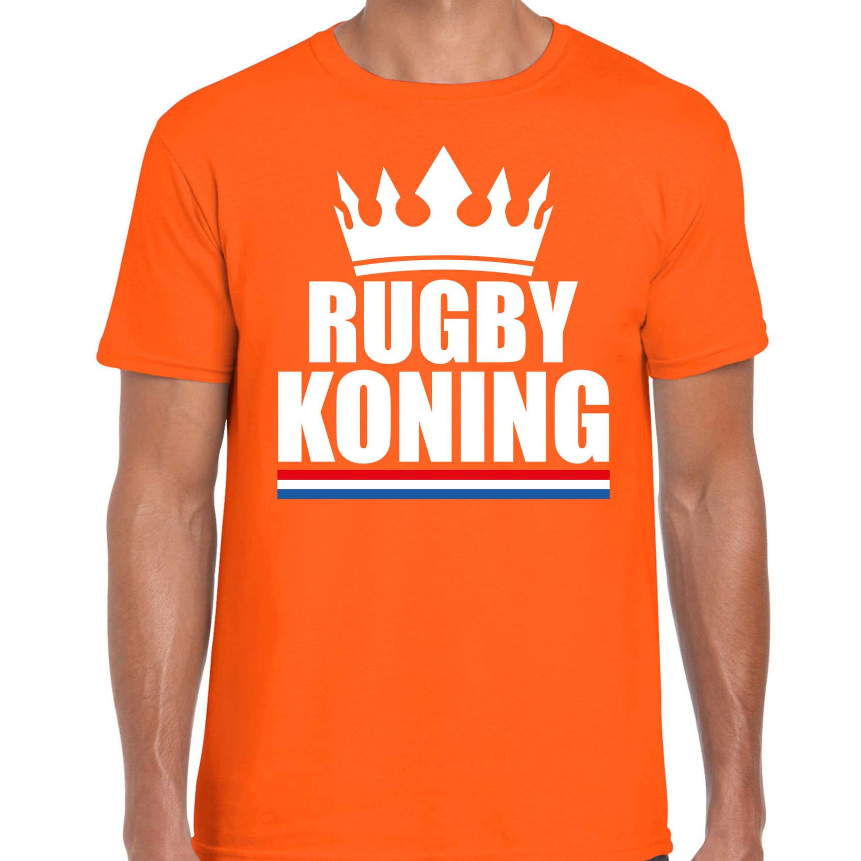 Rugby koning t-shirt oranje heren Sport-hobby shirts