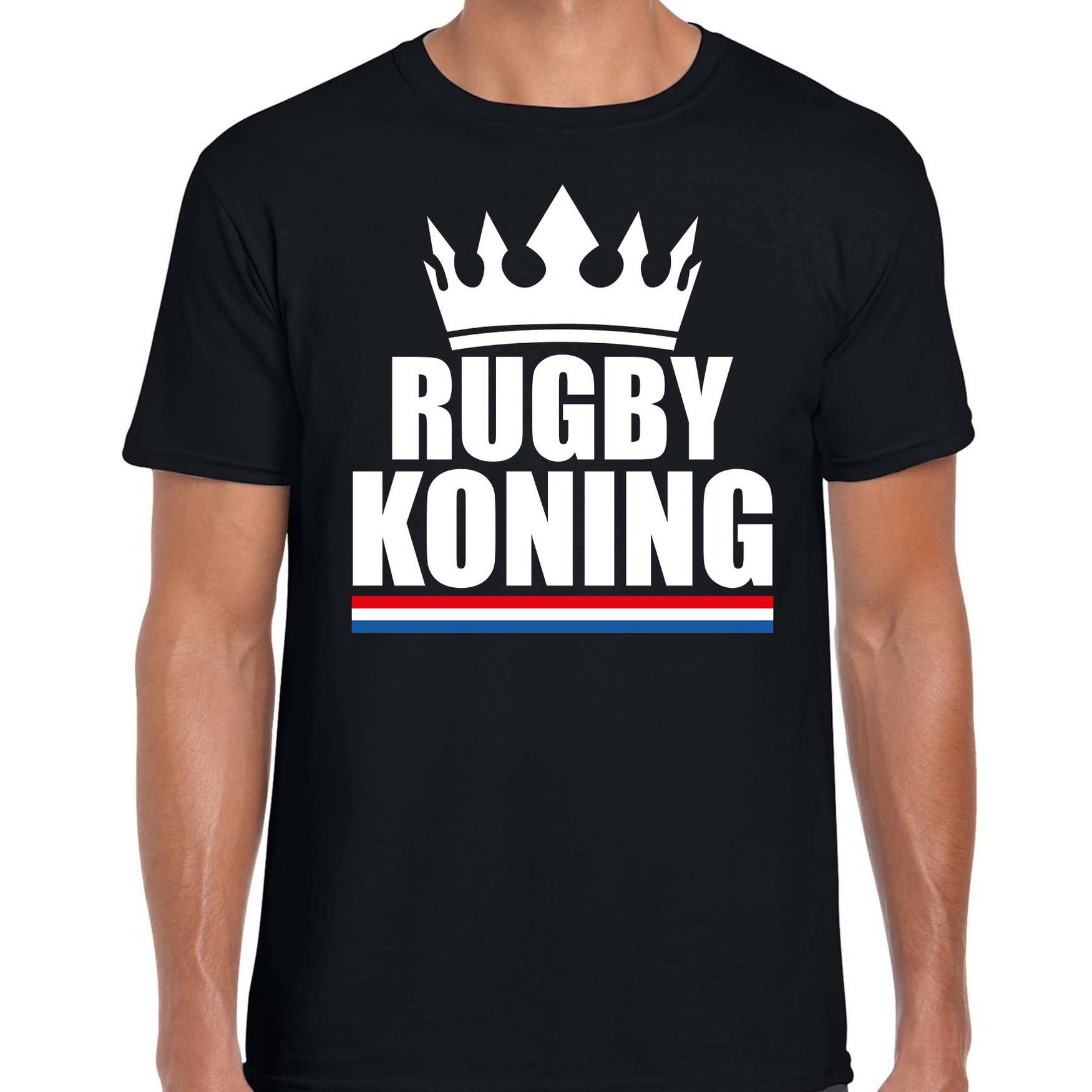 Rugby koning t-shirt zwart heren Sport-hobby shirts