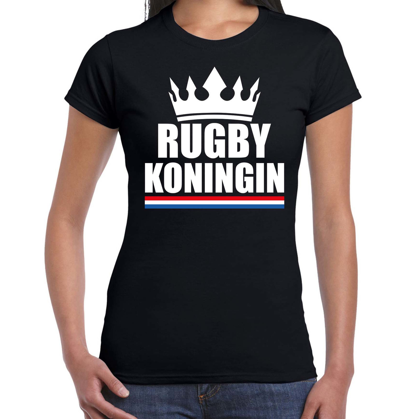 Rugby koningin t-shirt zwart dames Sport-hobby shirts