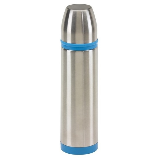 RVS thermosfles met schroefdop 500 ml zilver-blauw