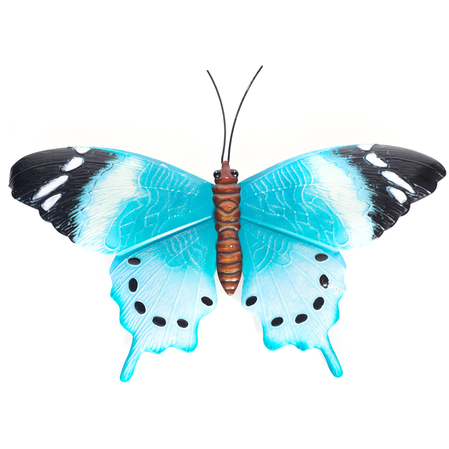 Schutting decoratie vlinders 48 cm blauw-zwart metaal