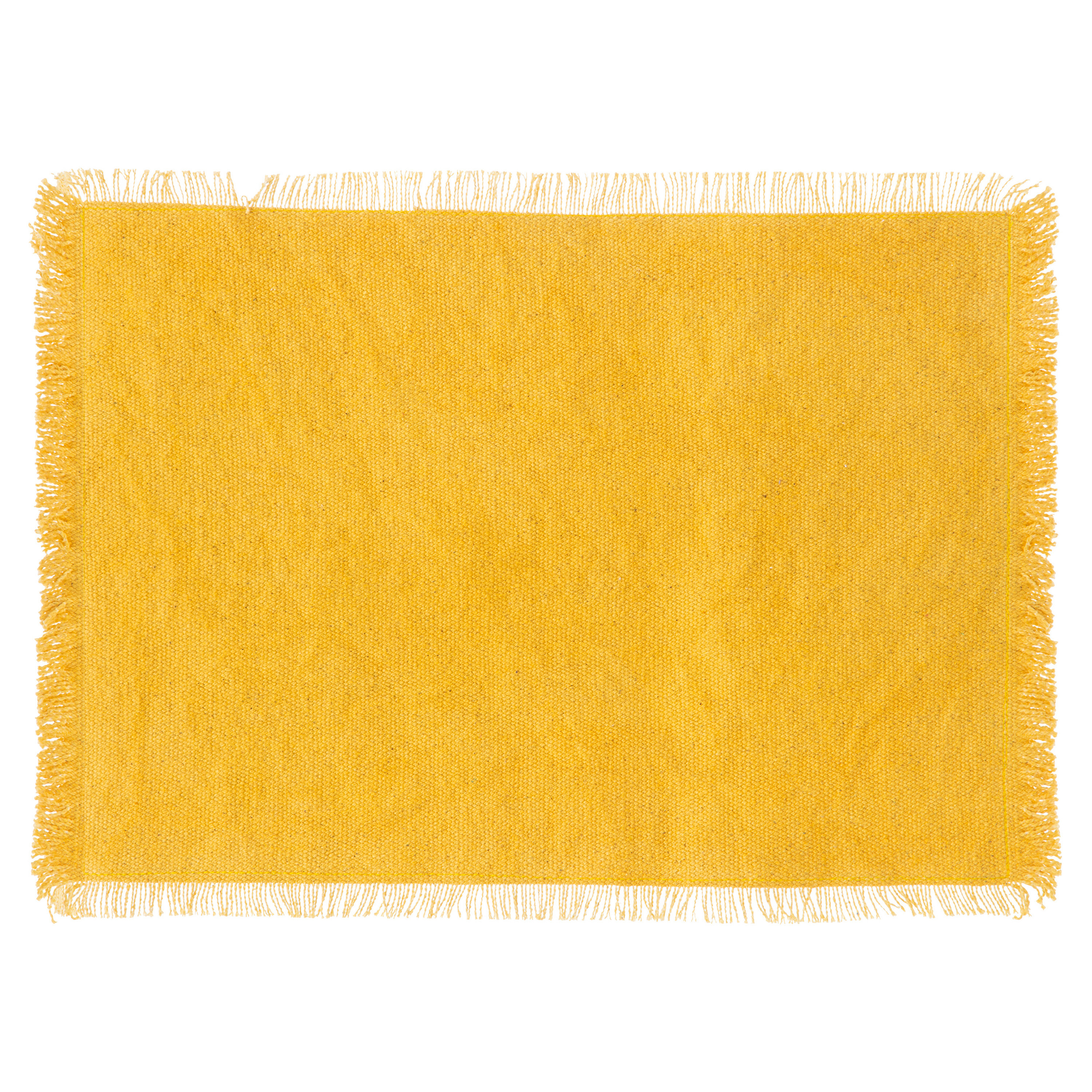Secret de Gourmet placemats Kenya 1x geel 45 x 30 cm katoen met franjes