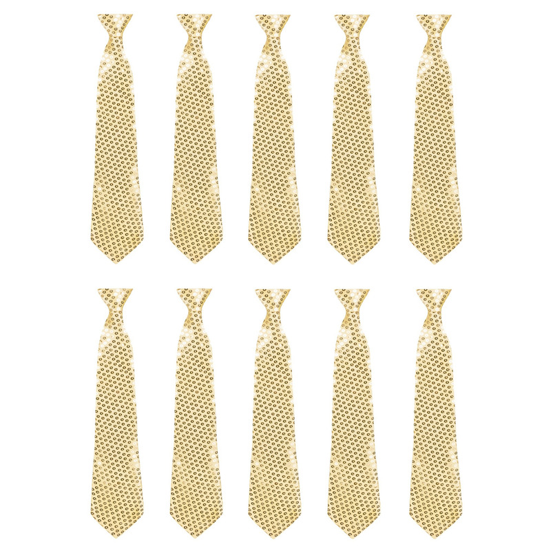 Set van 10x gouden pailletten stropdassen 40 cm