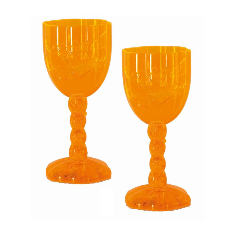 Set van 2x stuks horror kelk wijnglas-drinkbeker oranje pompoen