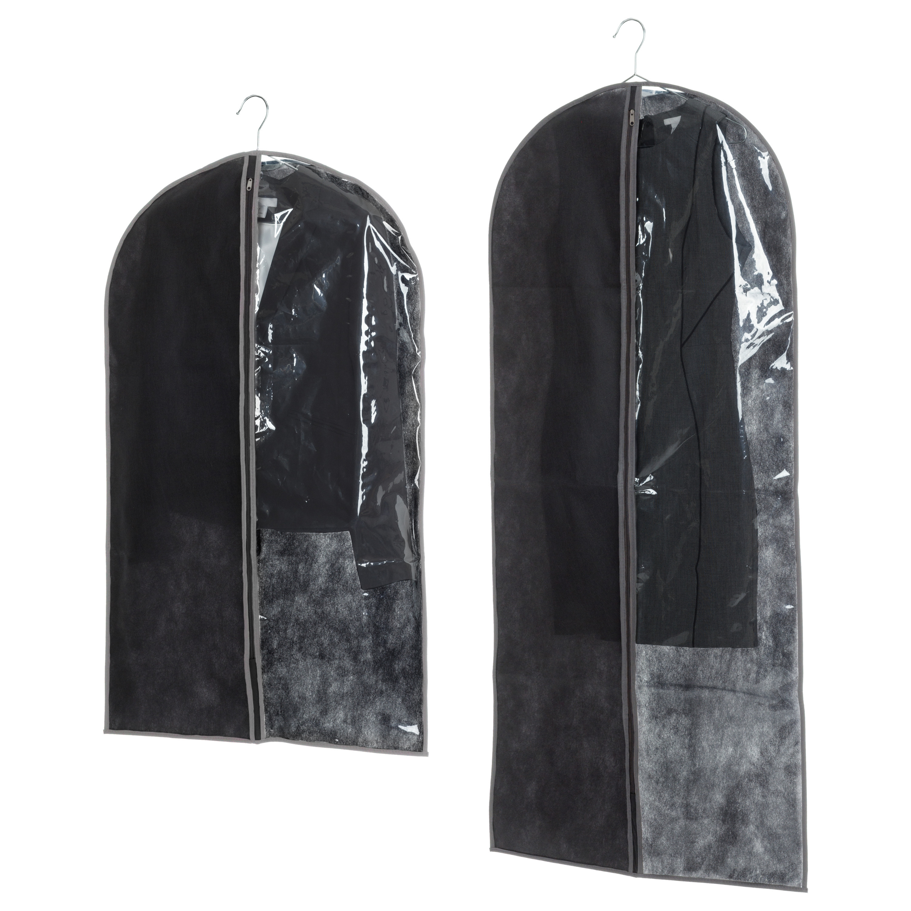 Set van 2x stuks kleding-beschermhoezen pp grijs 135-100 cm